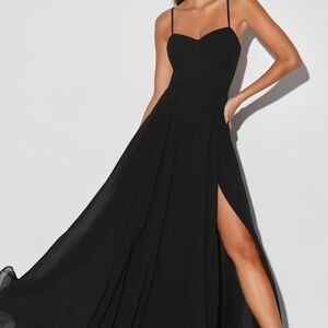 Lulus Cause For Commotion Black Pleated Bustier Maxi Dress - Size L
